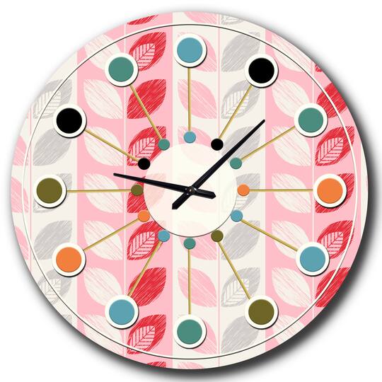 Designart 'Botanical Retro Design I Mid-Century Modern Wall Clock